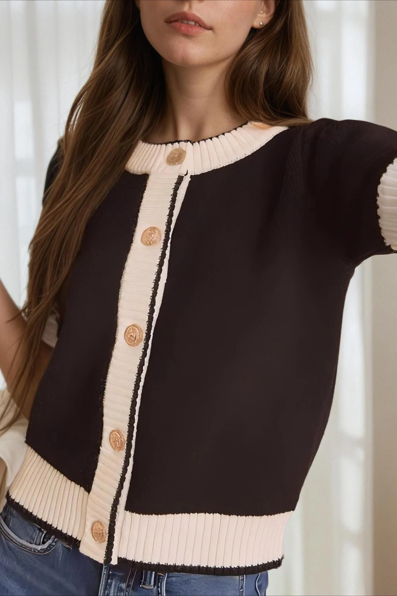 Casual Elegant Fitted Knit Cardigan - Image 2