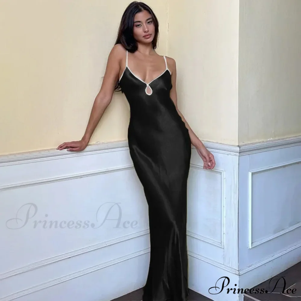 Satin Backless Club Party Vestido Maxi Dress - Image 8