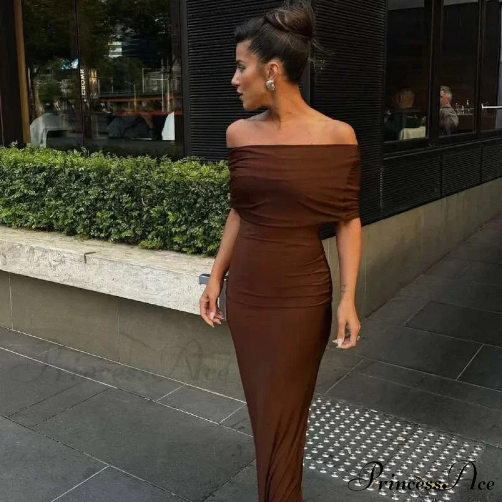 Ruched Off Shoulder Back Split Sexy Backless Maxi Dress - Image 7