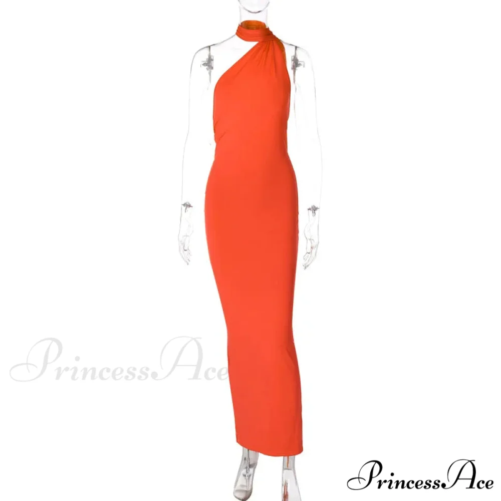 Fashion One Shoulder Elegant Long Sleeve Split Maxi Dress - Image 8