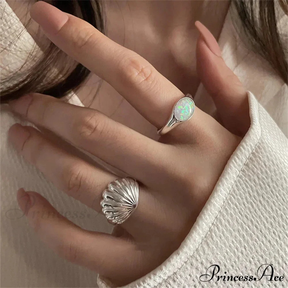 Opal Stone Cuff Trend Vintage Party Ring