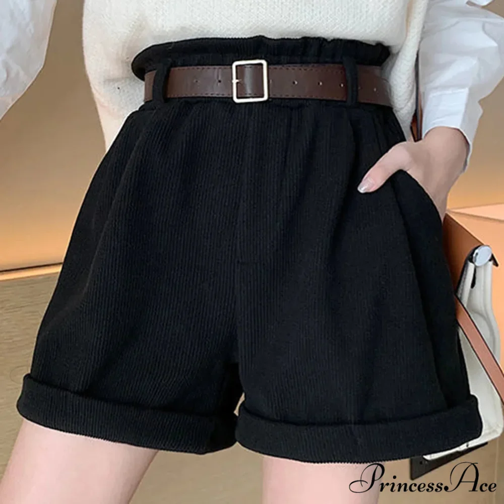 Corduroy Wide Leg Summer High Waist Pleated Casual Super Soft Short