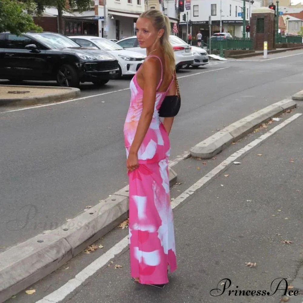 Tie-dye Suspender Summer Backless Sling Long Beach Holiday Bodycon Dress - Image 2