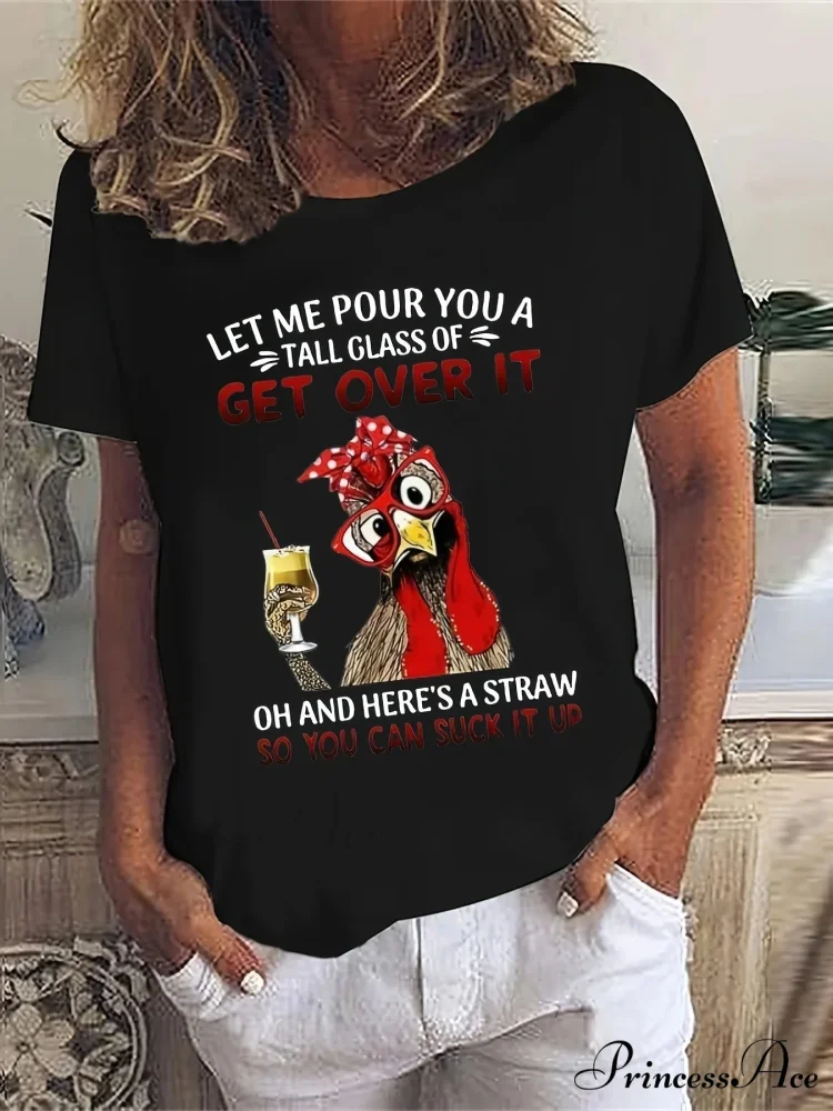 Short Sleeve Cartoon Chicken Print Top For Spring & Summer Women's Clothing T-shirt - Image 2