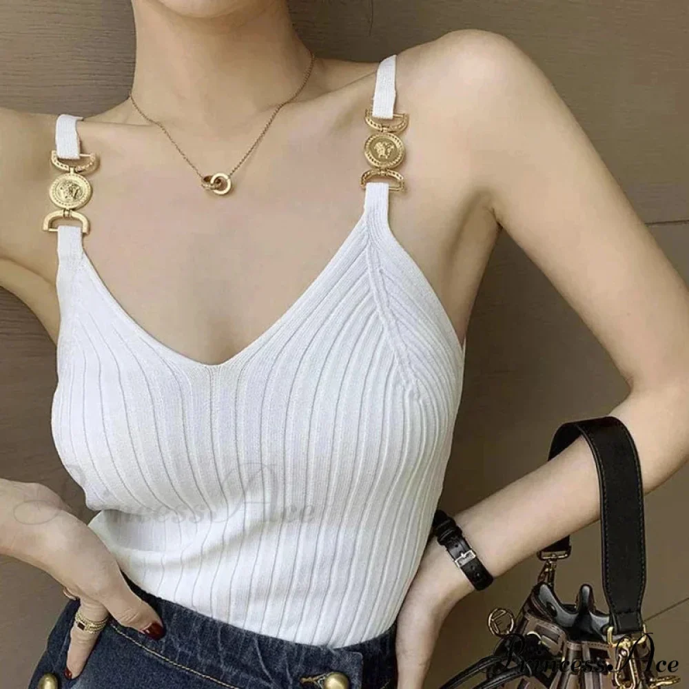 V-neck Halter Camisole 2024 Summer Women Sexy off-Shoulder Solid Color Sleeveless Camis Women's Clothings Tank top