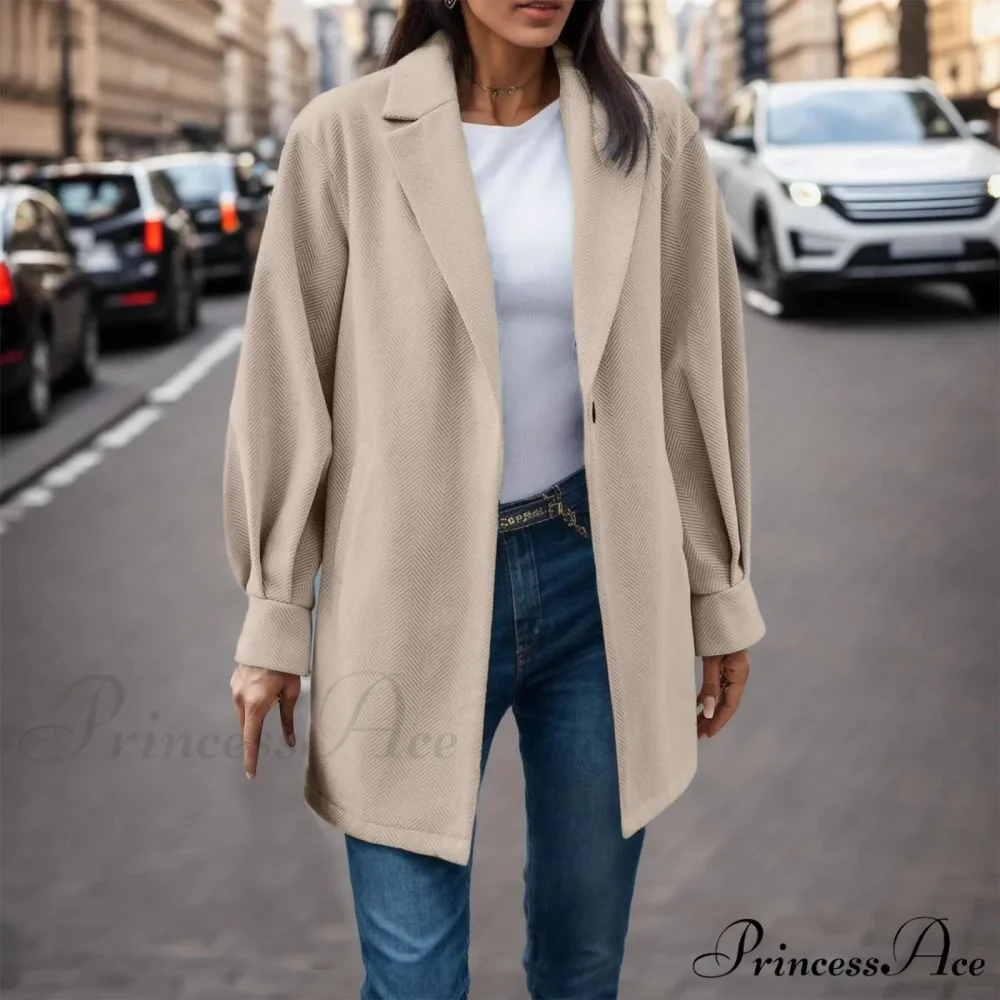 Button Down Fashion Dressy Long Sleeve Pockets Tops Mid Length Chic Stylish Elegant Fashionable Versatile Jacket