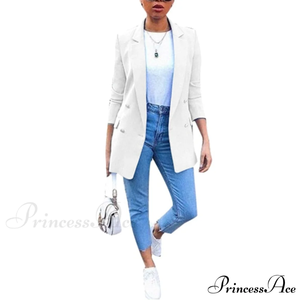 Ladies Solid Turn Collar Blazer - Image 2
