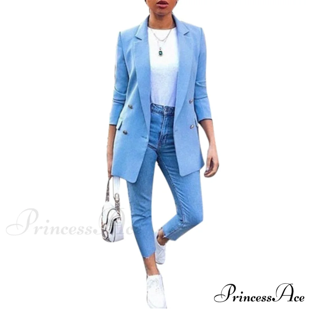 Ladies Solid Turn Collar Blazer - Image 7