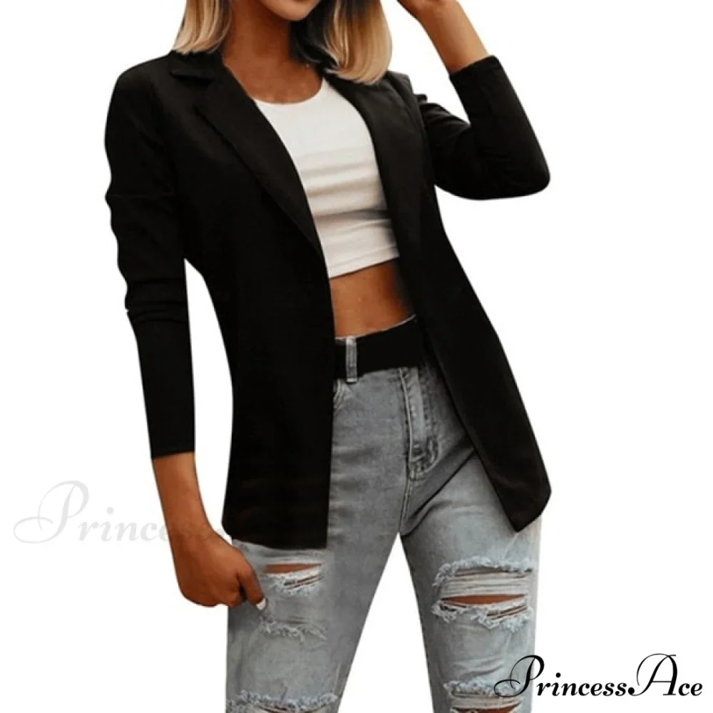 Solid White Black Business Female Blazer - Image 2