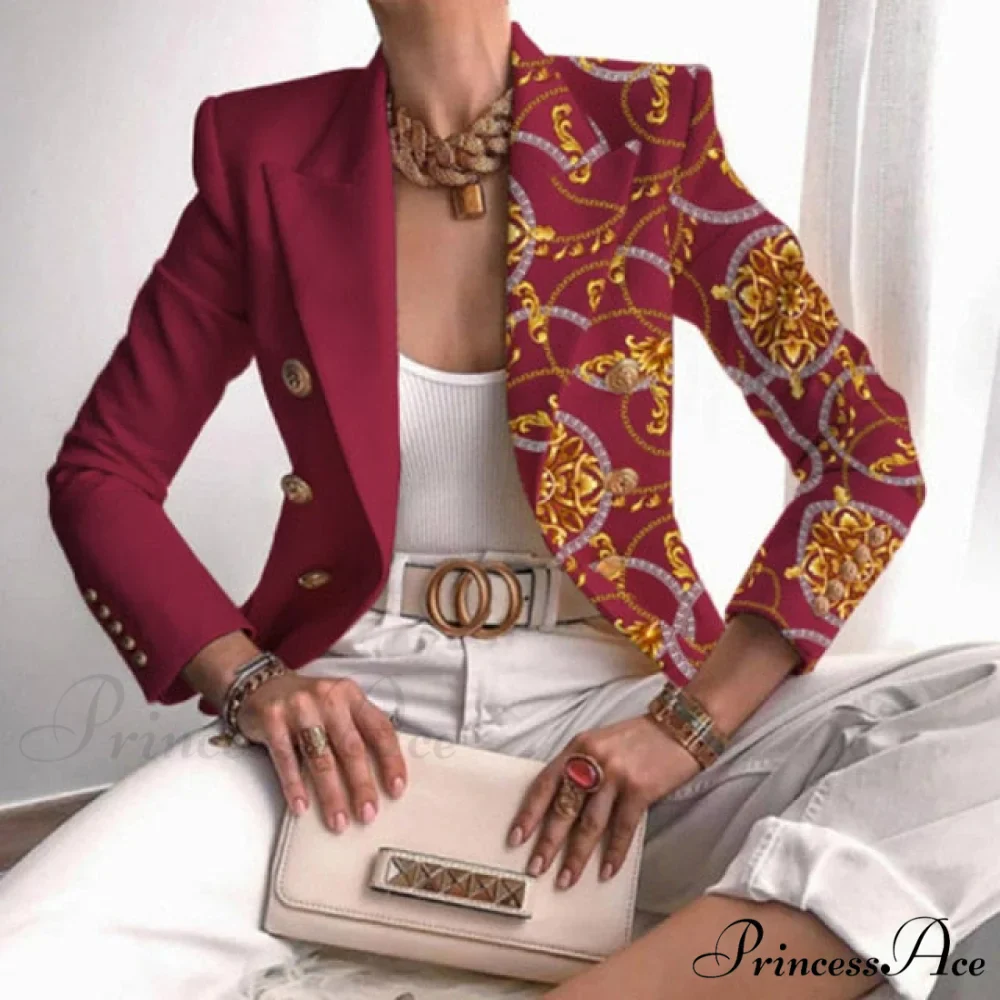 Office Lady Elegant Butterfly Print Blazer - Image 10