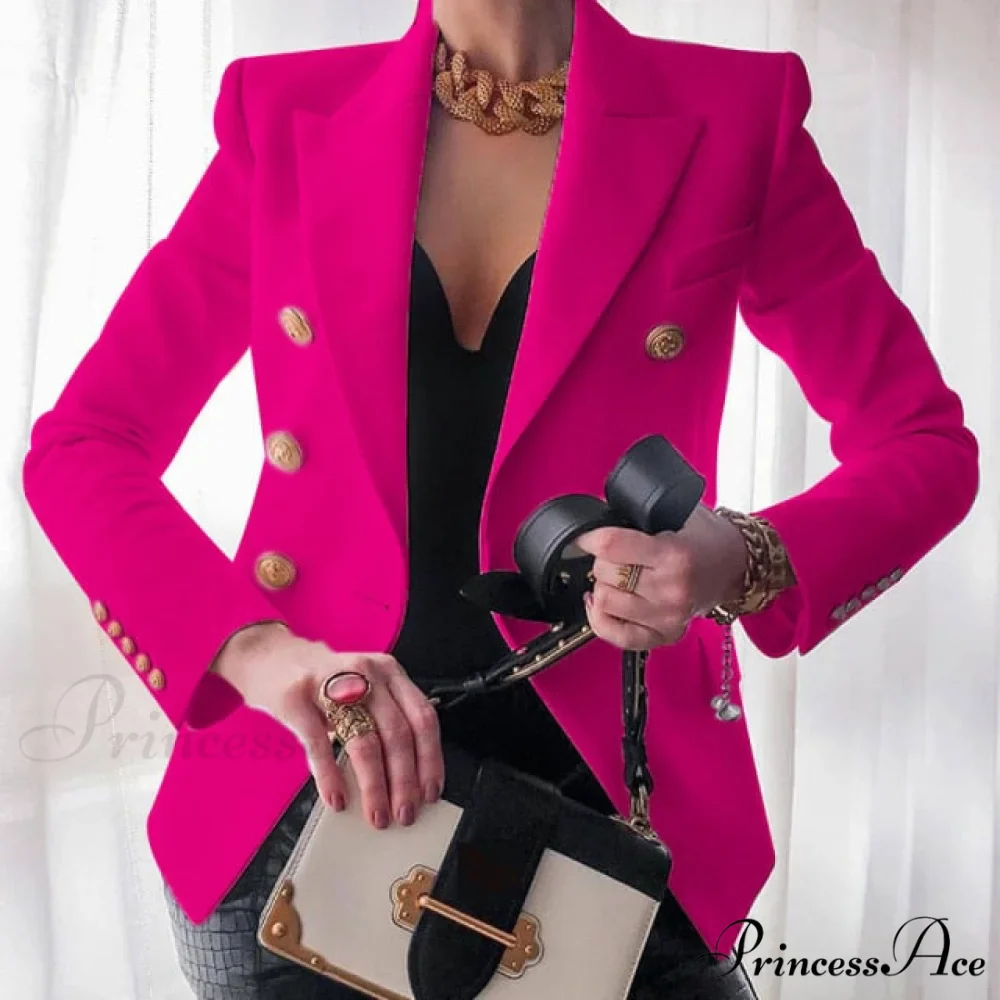 Solid Color Fashion Multi Buttons Blazer - Image 12