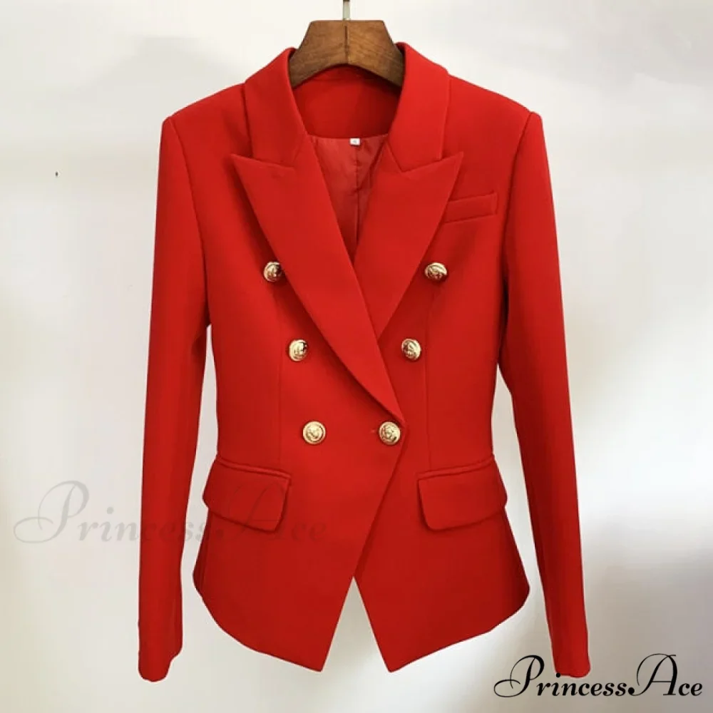 Classic Double Breasted Metal Lion Buttons Blazer - Image 21
