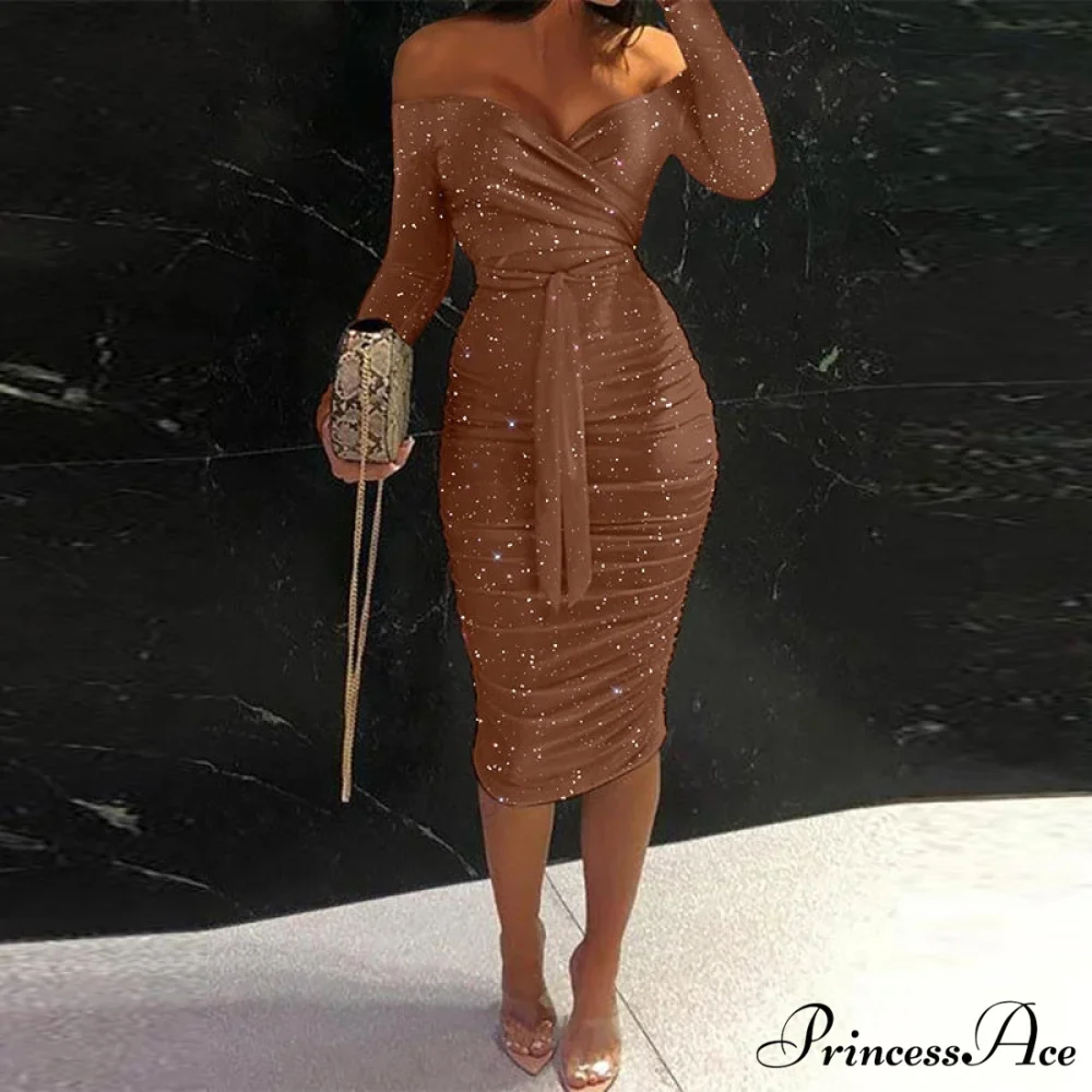 Long Sleeve Elegant Office Lady Dress