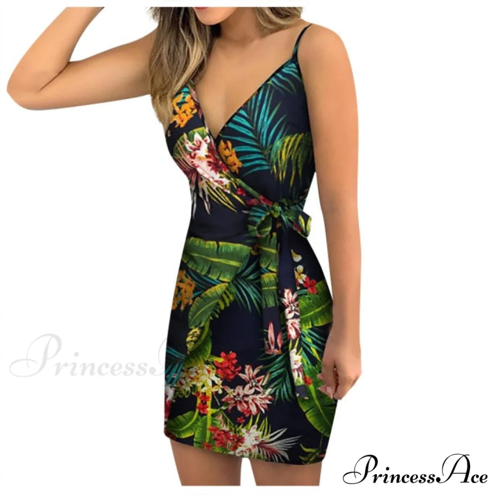 Chic Fashion Flower Print Mini Dress