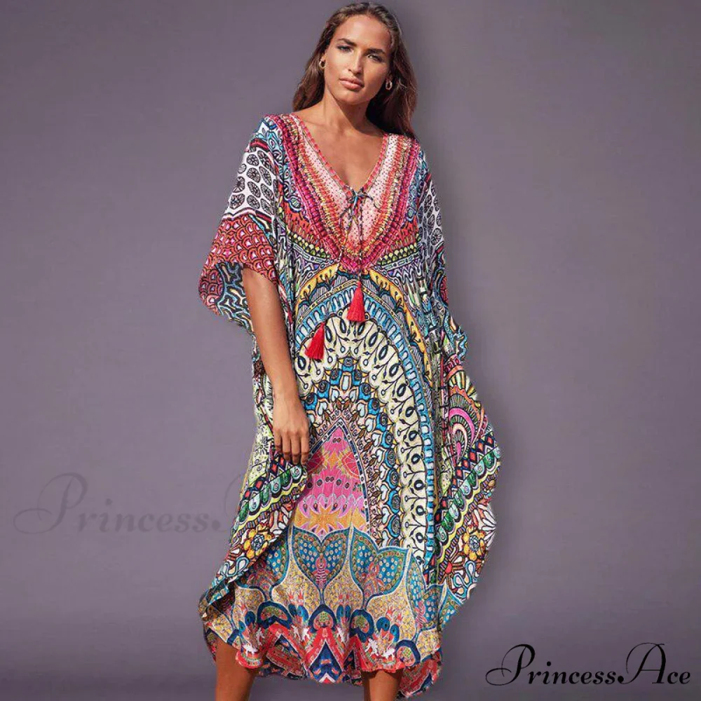 Quick-drying Bohemian Printed Loose Beach Dress