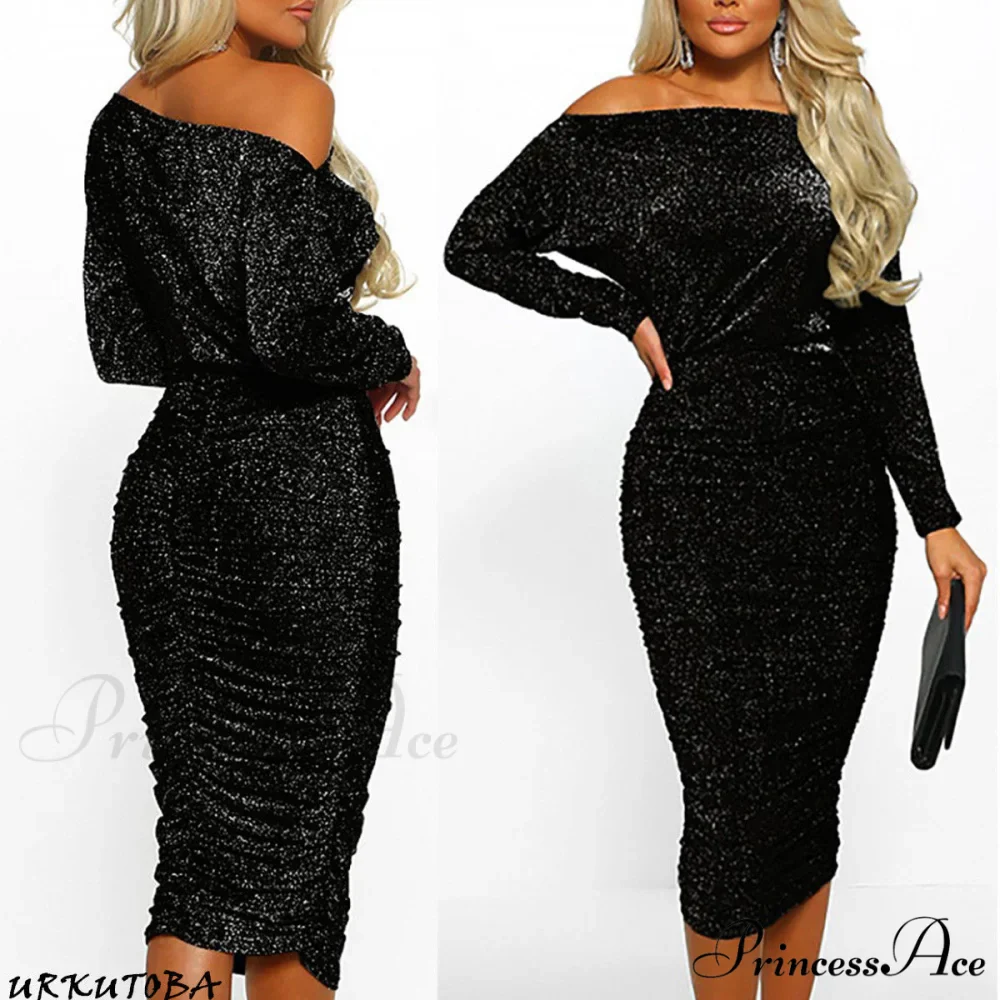 Elegant Women Sexy Glitter Bodycon Dress - Image 2