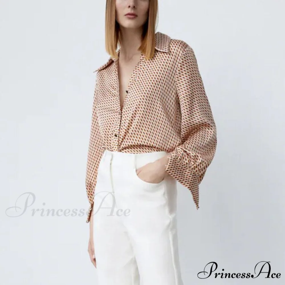 Fshion Woman Plaid Long Sleeve Blouse