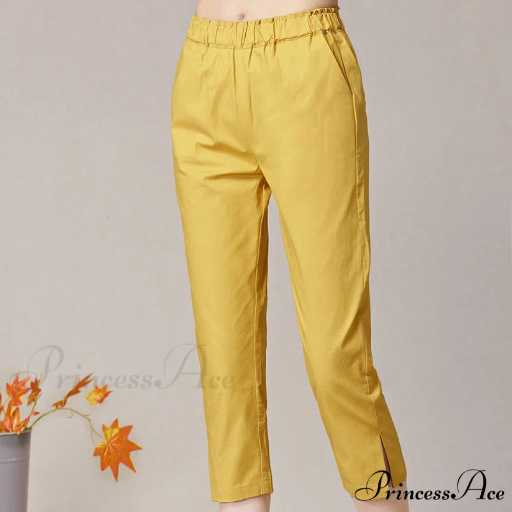 Streetwear Female Candy Color Capris Pants