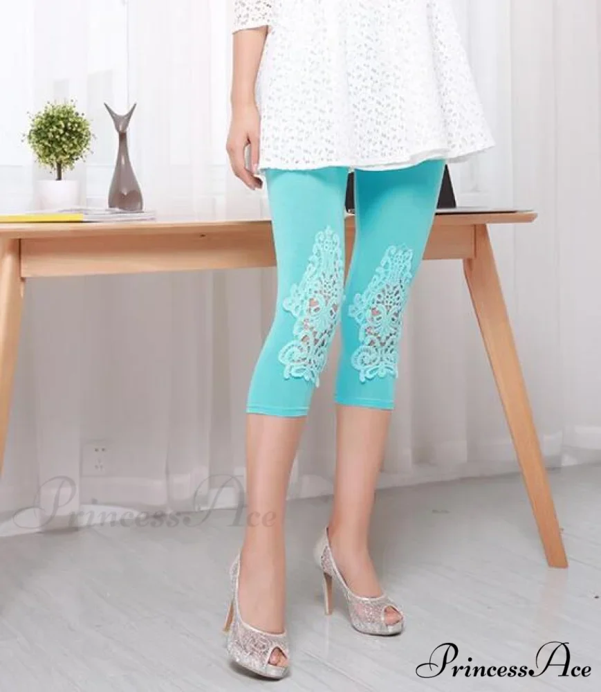 Hollow Lace Stretch Leggings - Image 9