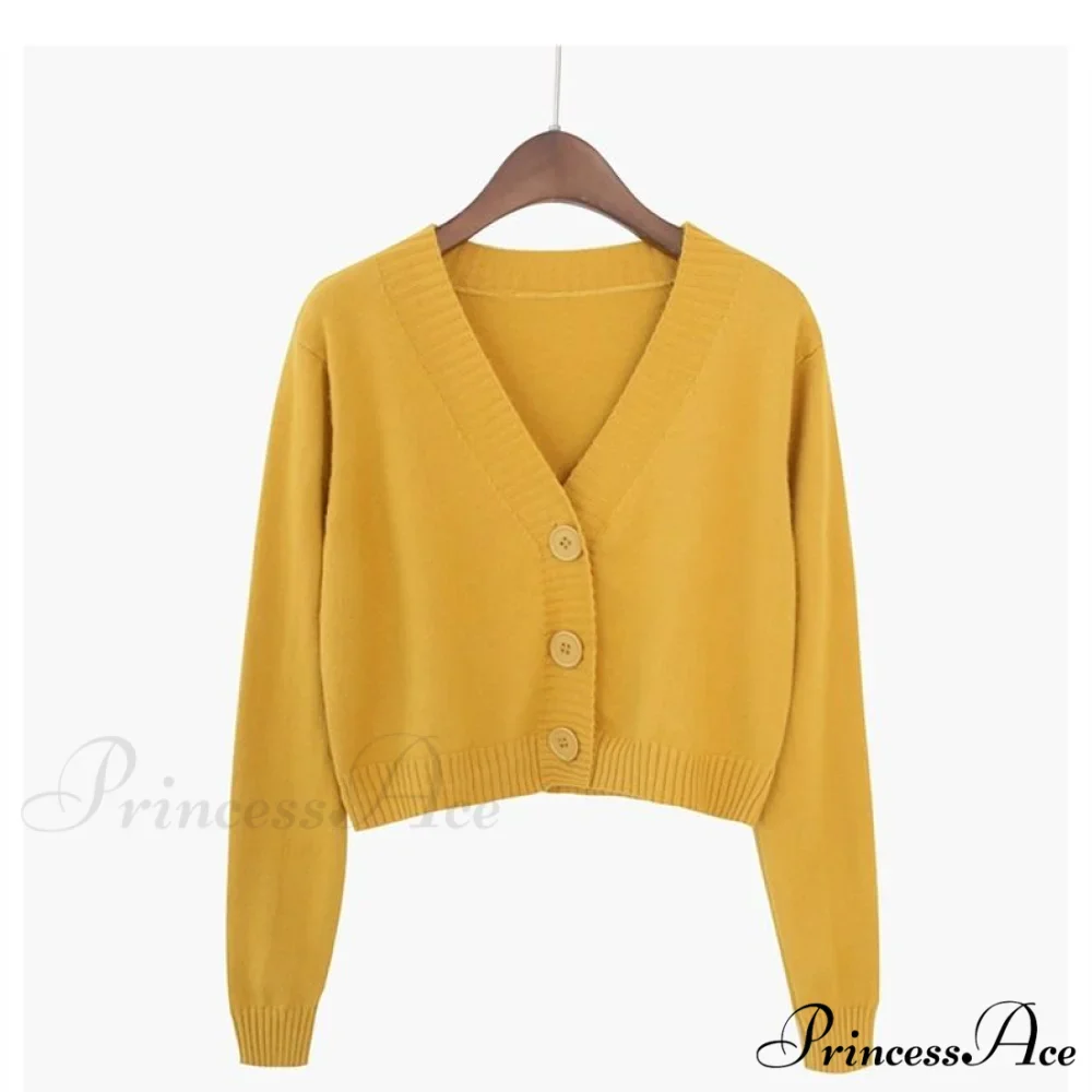 Wool Solid Girl Crop Top Cardigan - Image 10