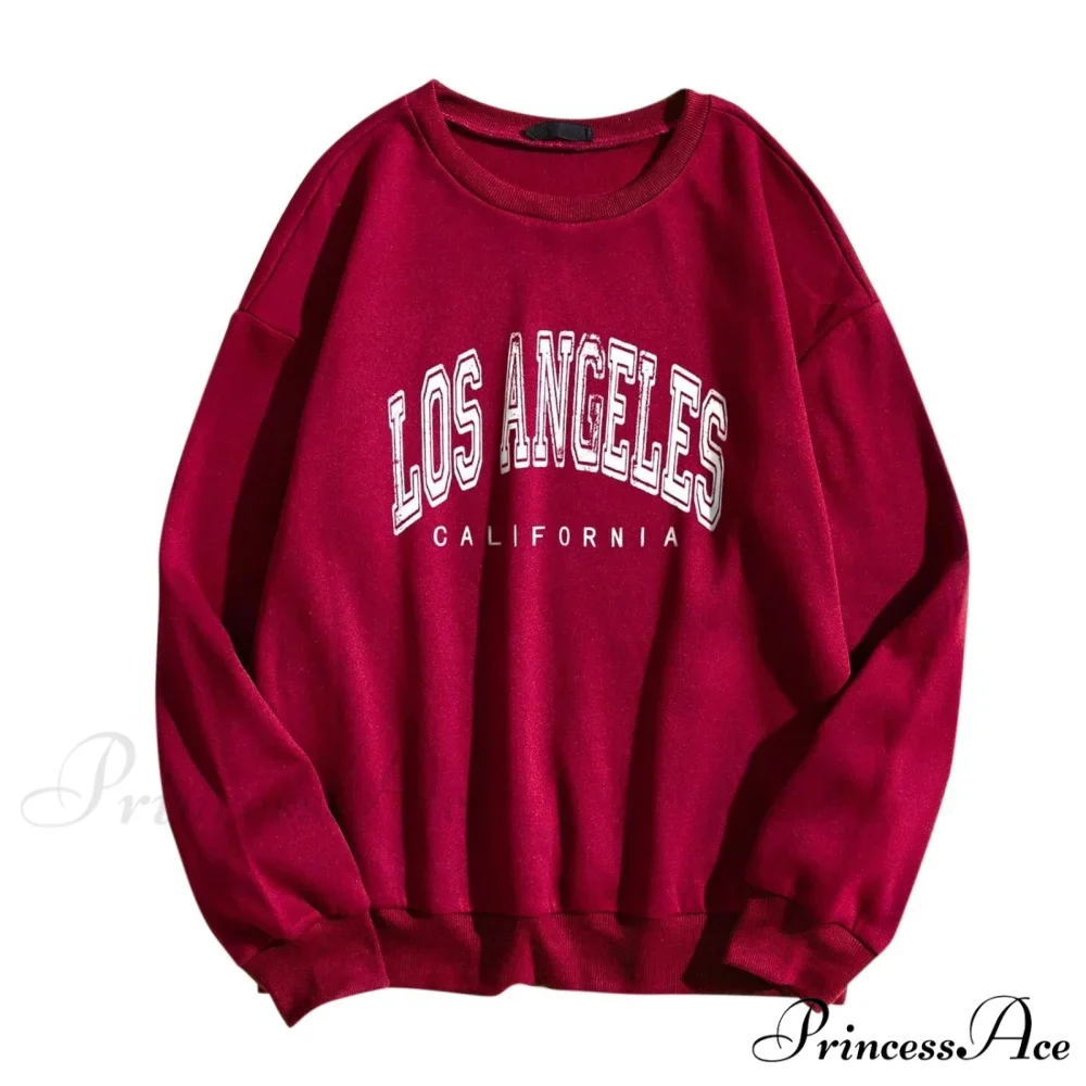 Letter Print O Neck Long-Sleeve Hoody Pullover - Image 2