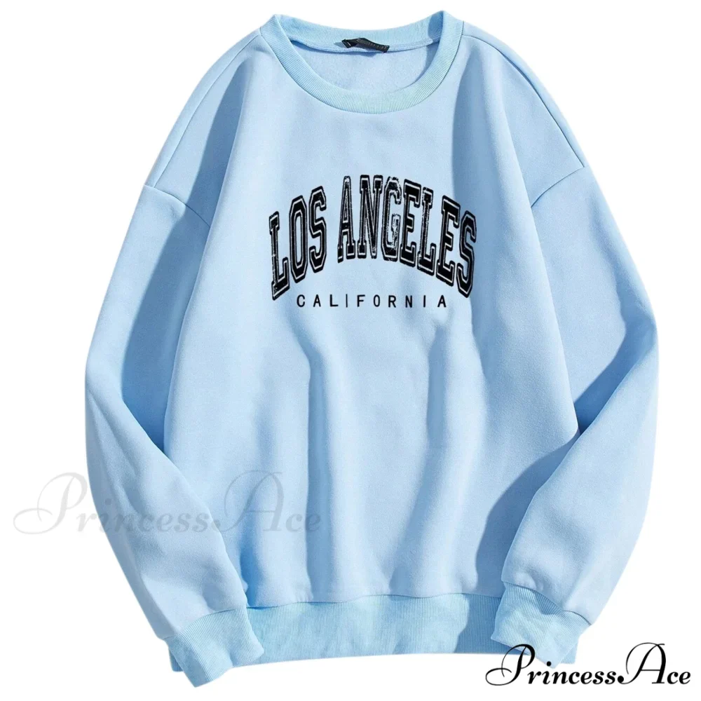 Letter Los Angeles Print Hoody Pullover - Image 4