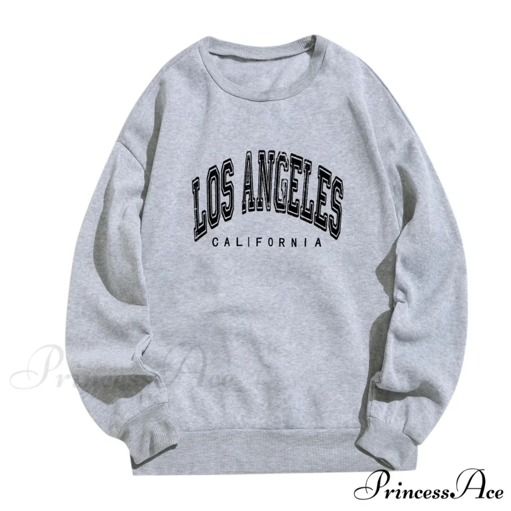 Letter Los Angeles Print Hoody Pullover - Image 5