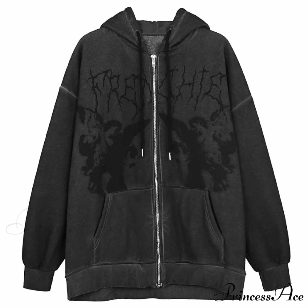 Gothic Punk Skeleton Print Hoody Jacket - Image 10