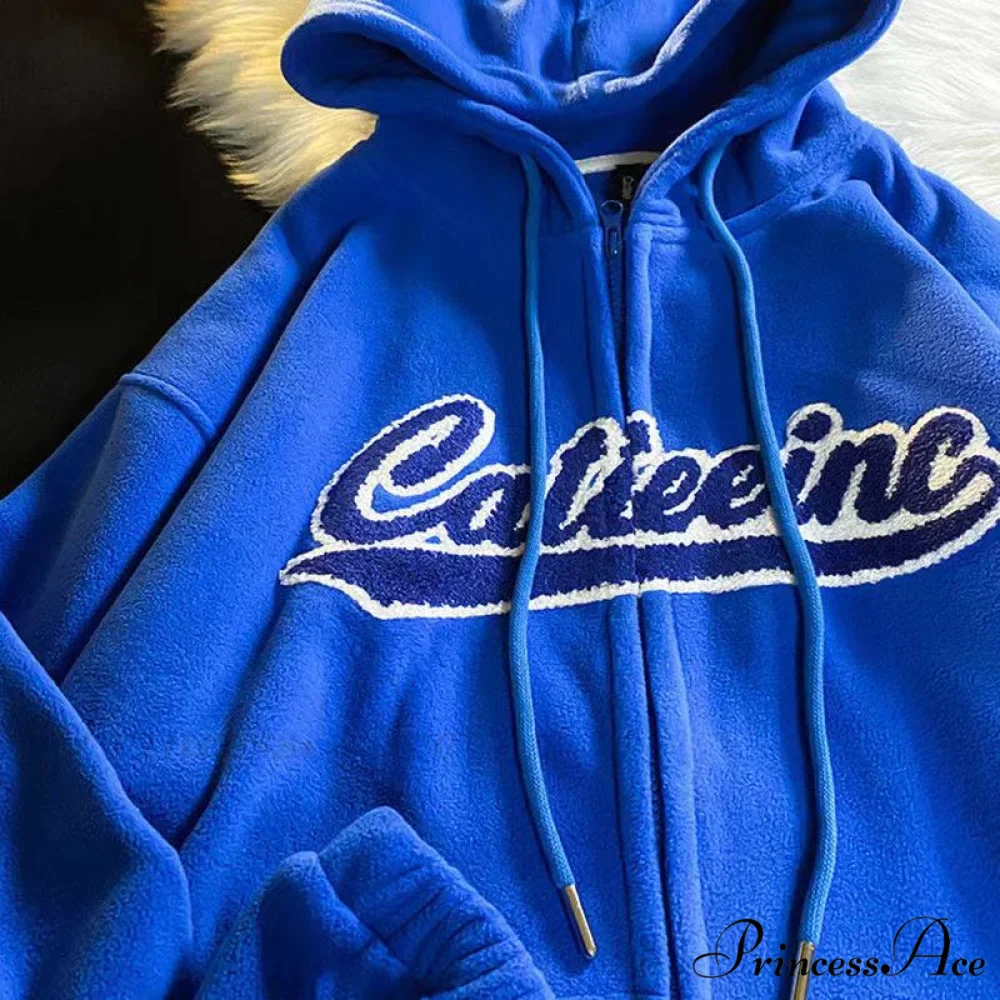 Letter Print Vintage Zip Up Oversize Jacket - Image 12