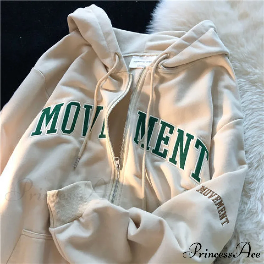 Letter Print Vintage Zip Up Oversize Jacket - Image 9