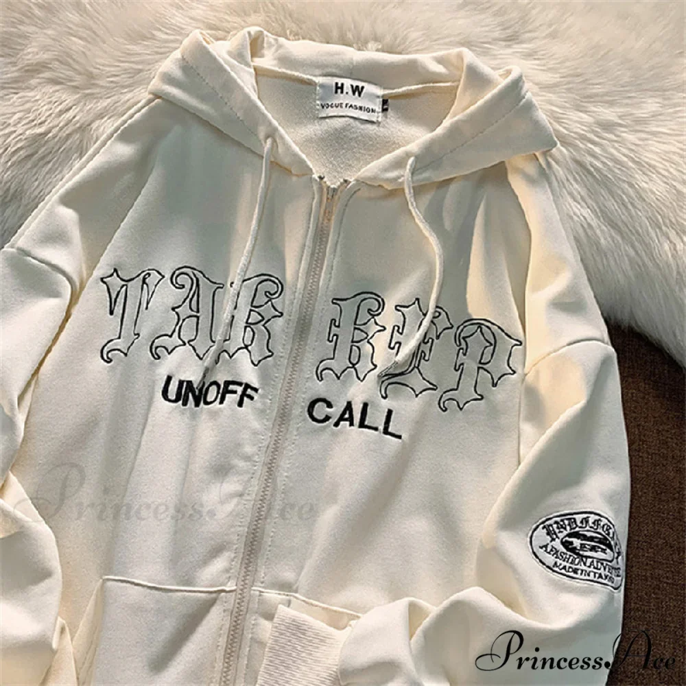 Letter Print Zip Up Oversize Jacket - Image 6