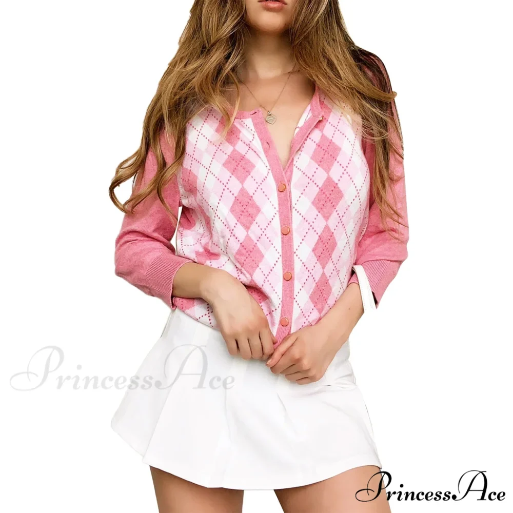 Classic Plaid Red Green Knitwear Cardigan - Image 7