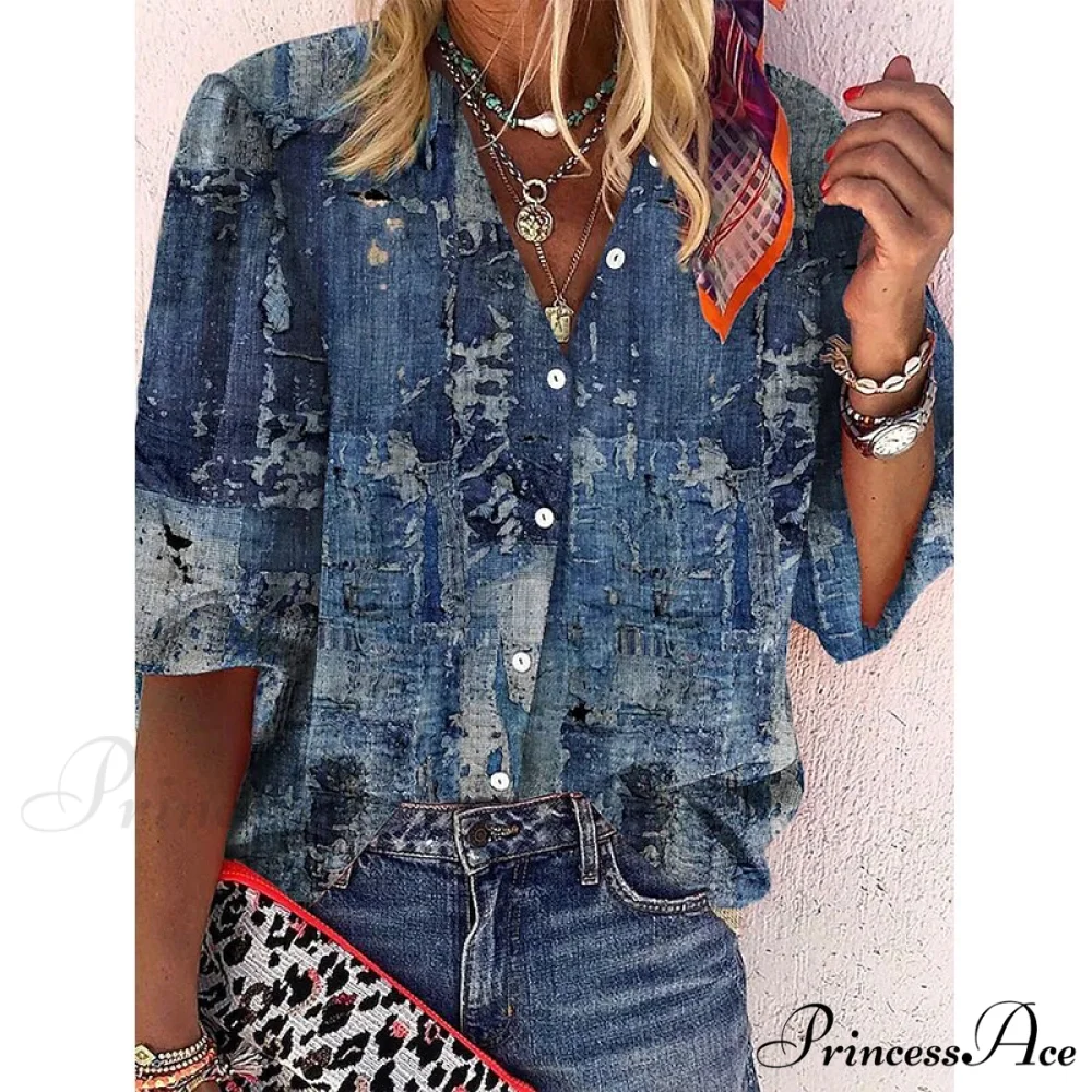 Loose Colorful Print Large Size Blouses - Image 7