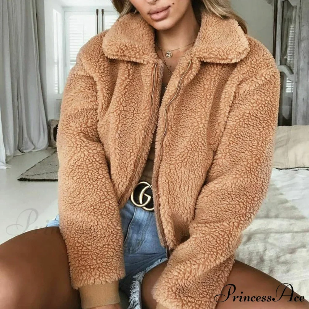 Faux FurWarm Soft Plush Zipper Coat - Image 5