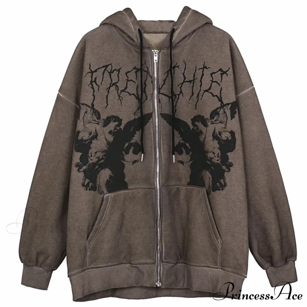Vintage Printed Zip Up Hoodie - Image 8