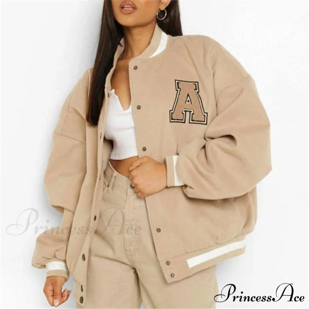 Letter Print Baseball Jacket