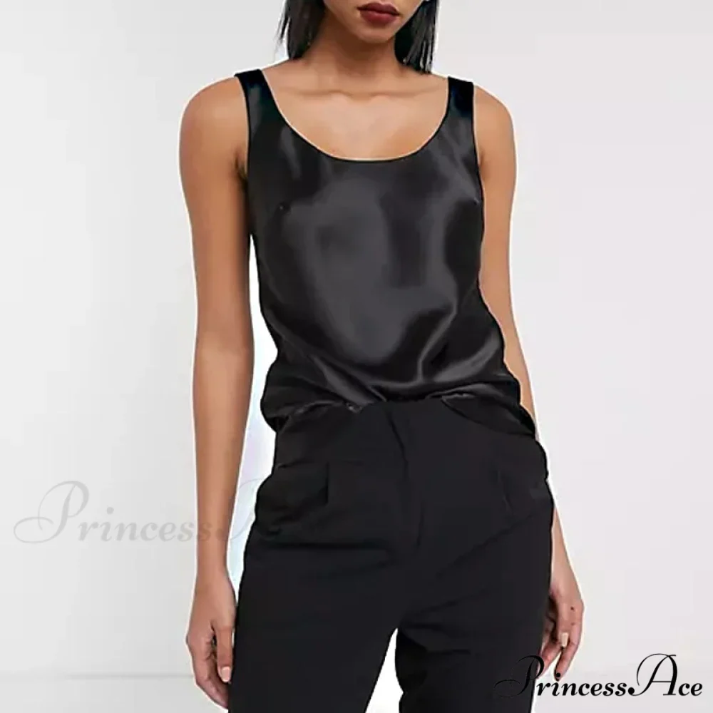 Satin Sleeveless Basic Tank Top