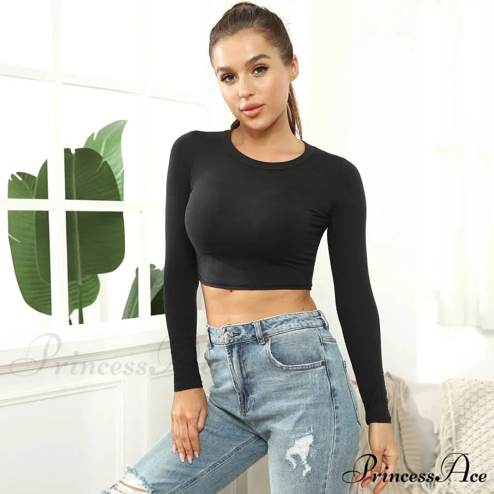 Skinny Solid Casual Crop Top