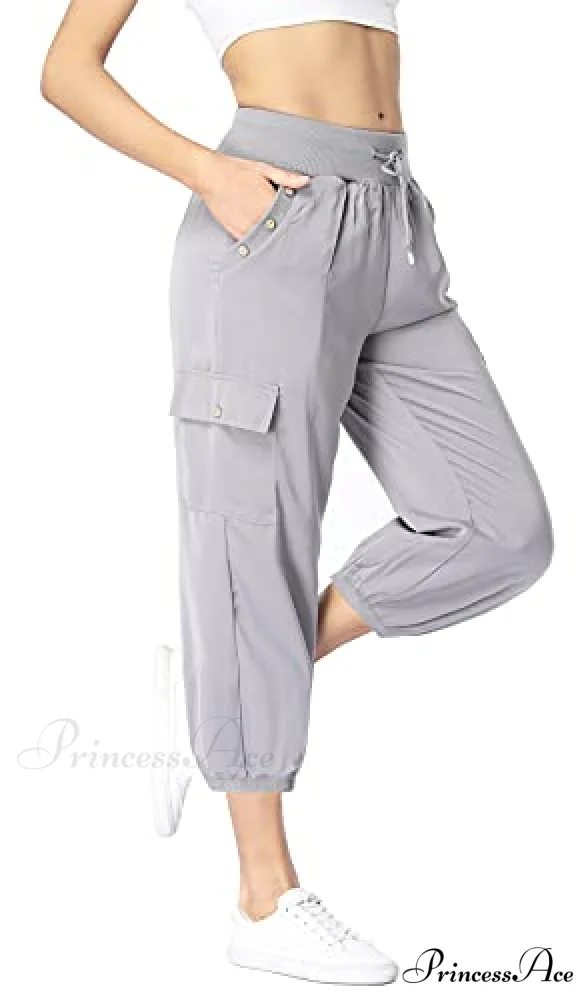 Loose Cropped Capris Cargo Joggers Pants Harem Sweatpants - Image 2