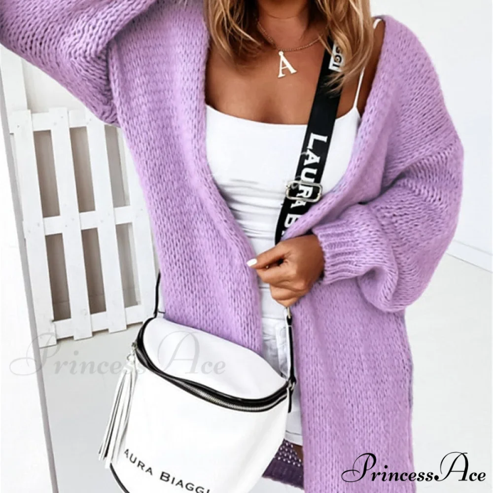 Women Casual Long Sleeve Long Sweaters Winter Loose Cardigan - Image 2
