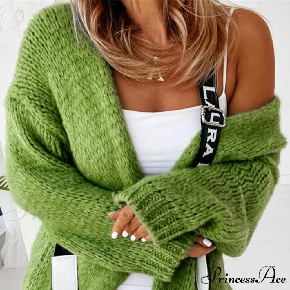 Women Casual Long Sleeve Long Sweaters Winter Loose Cardigan - Image 8