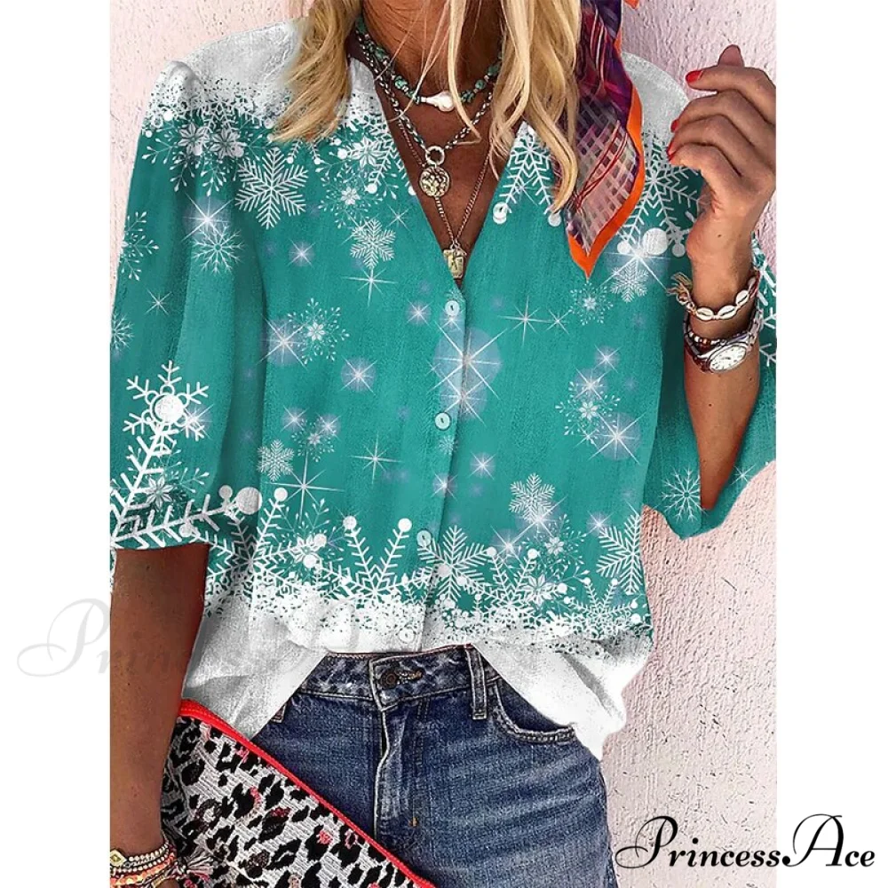 Elegant Loose Abstraction Print Shirt - Image 11