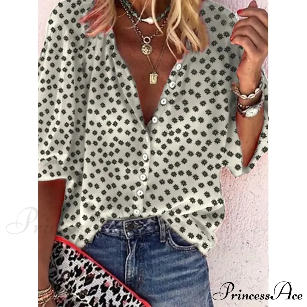 Elegant Loose Abstraction Print Shirt - Image 14