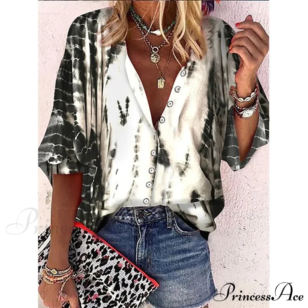 Elegant Loose Abstraction Print Shirt - Image 6