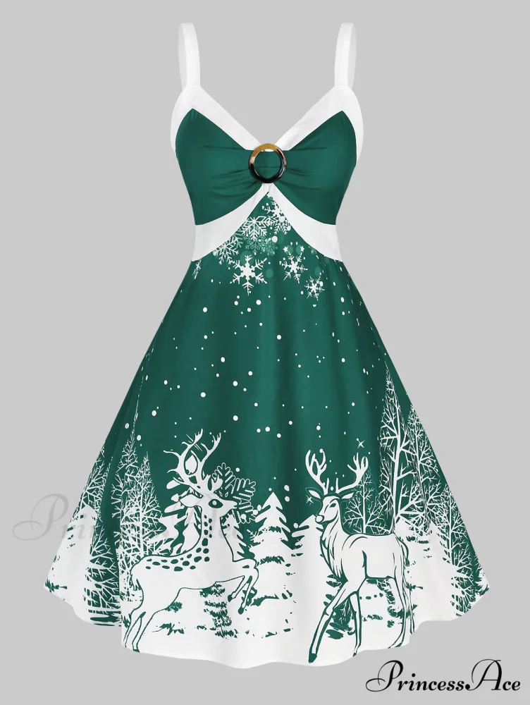 Christmas Lace Up Party Colorblock Two Tone Christmas Clothing