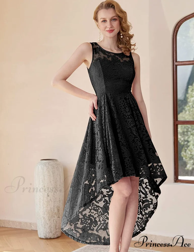Christmas Vintage Floral Lace Sleeveless Formal Swing Dress