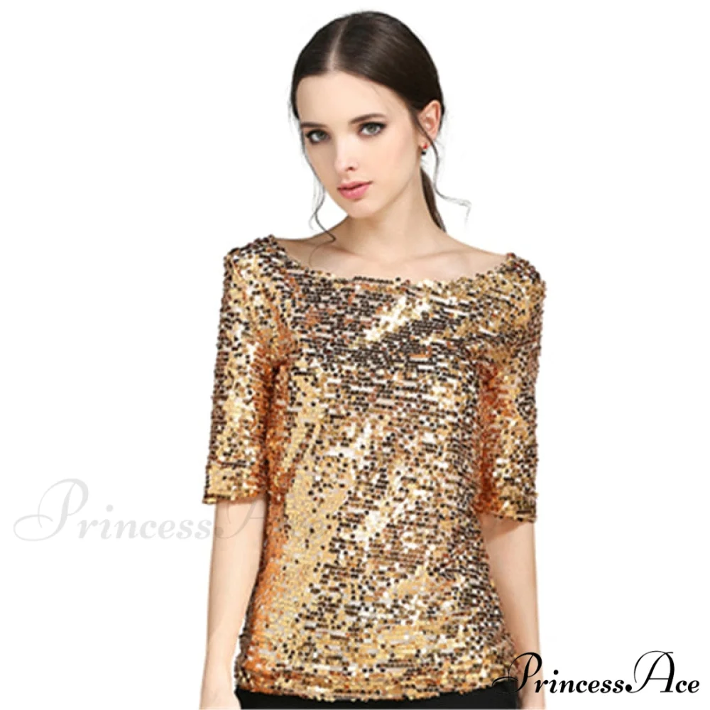 Sequined Embroidered Half Sleeve Oversized Shirt - Image 5