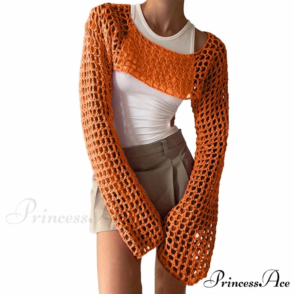 Summer Sexy Long Sleeve Smock Knitted Crop Top - Image 15