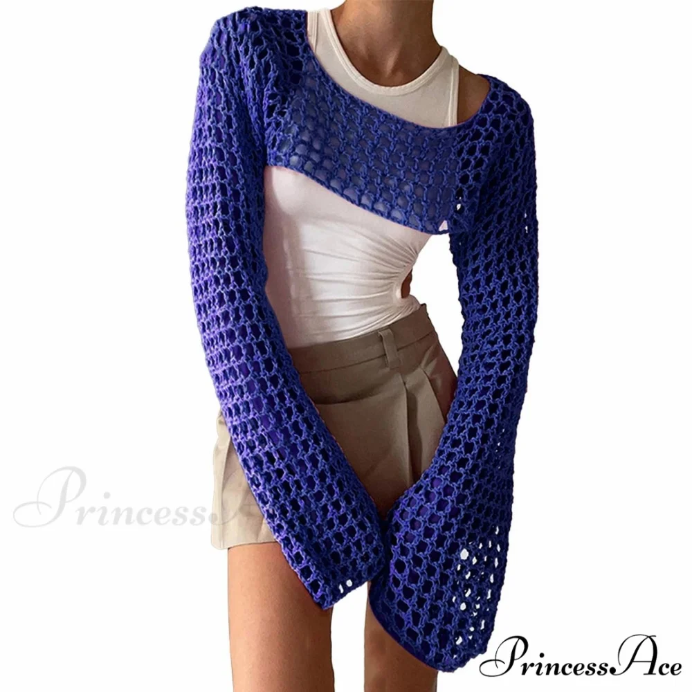 Summer Sexy Long Sleeve Smock Knitted Crop Top - Image 15