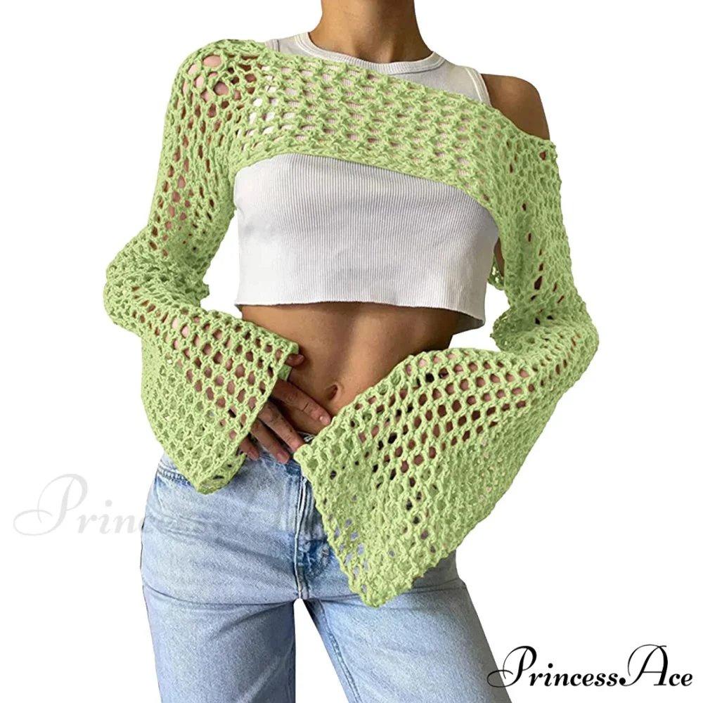 Summer Sexy Long Sleeve Smock Knitted Crop Top - Image 5
